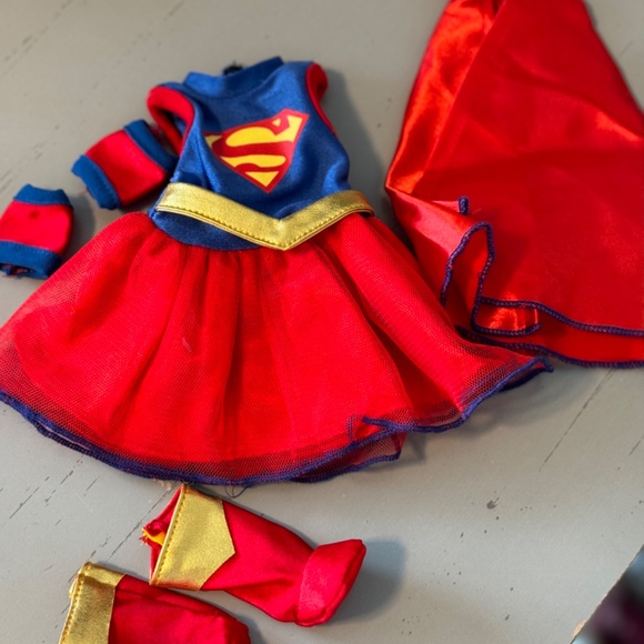 Little Supergirl Costume Fits 14.5" Wellie Wisher American Girl Doll Clothing - Picture 2 of 3